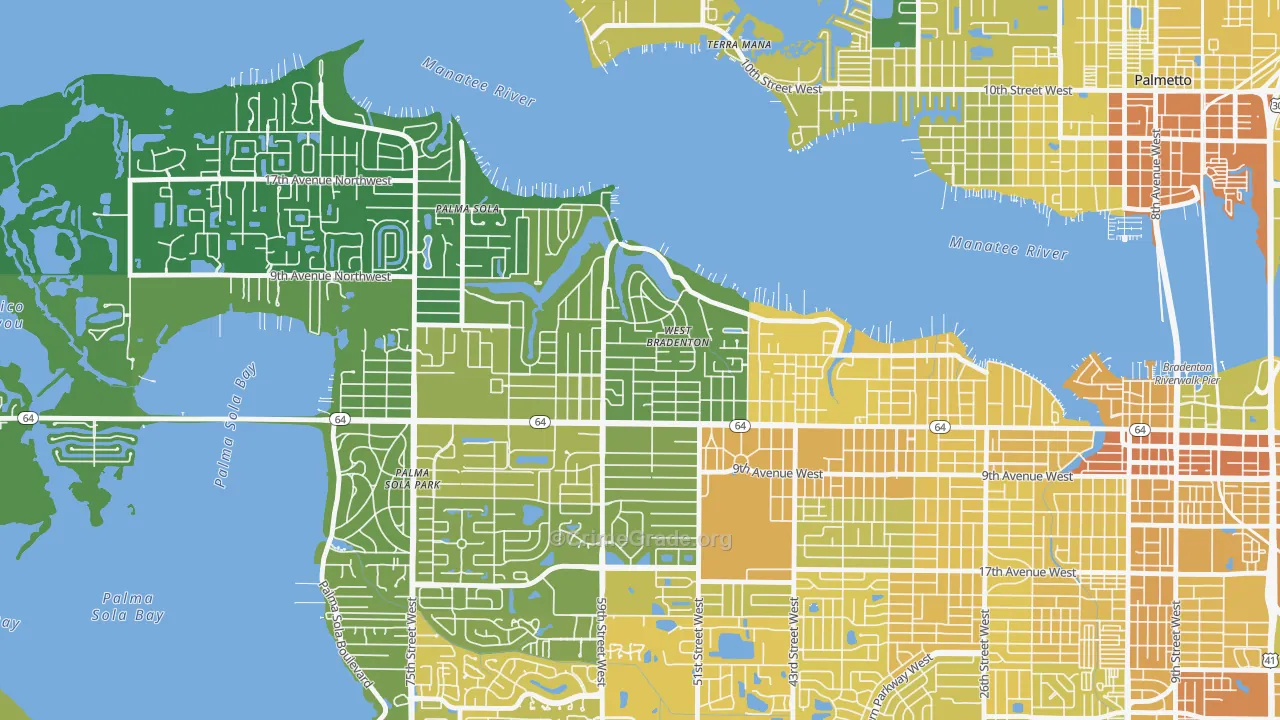 West Bradenton, FL Map of Vehicle Theft Rates
