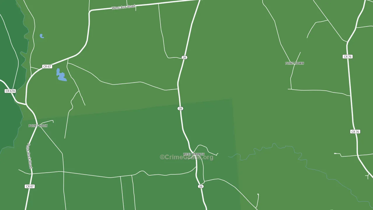 West Branch, NY Map of Vehicle Theft Rates