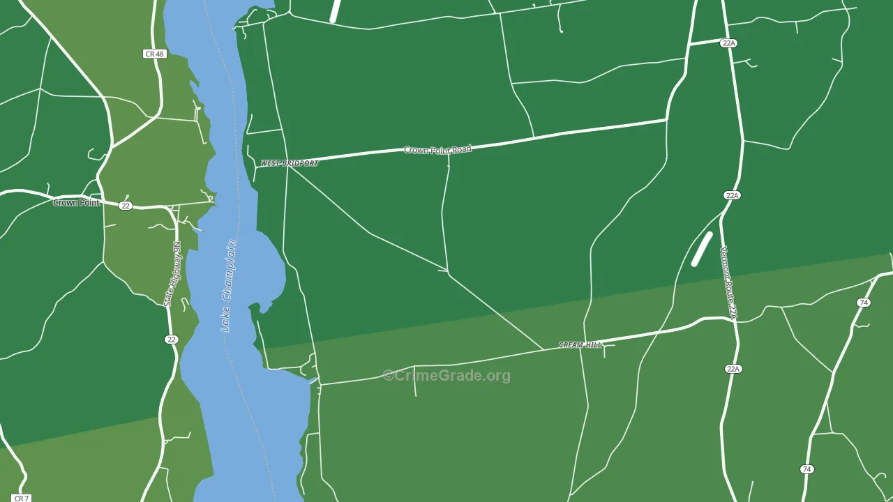 West Bridport, VT Map of Vehicle Theft Rates