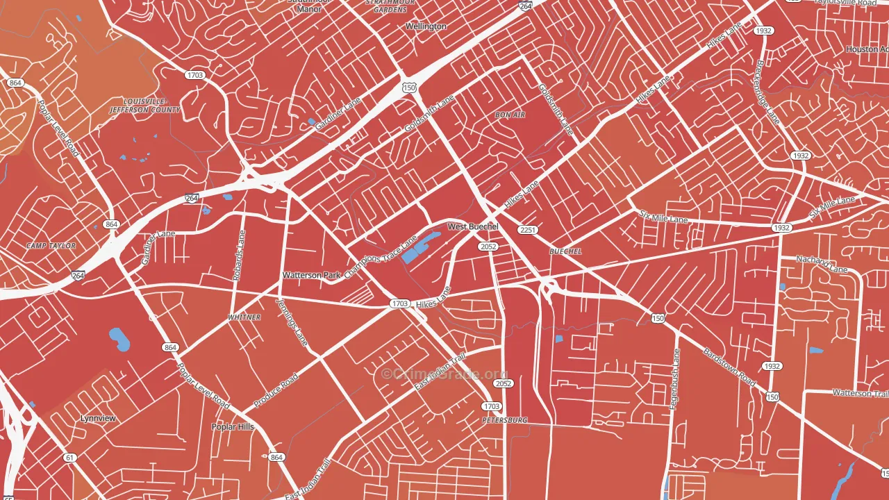 West Buechel, KY Map of Vehicle Theft Rates