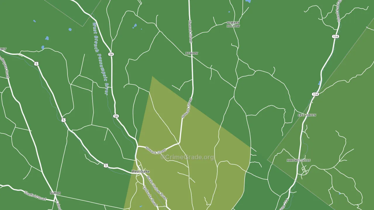 West Burke, VT Map of Vehicle Theft Rates