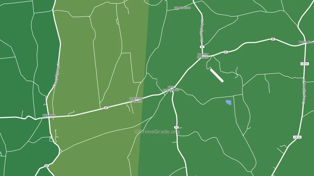 West Burlington, NY Map of Vehicle Theft Rates