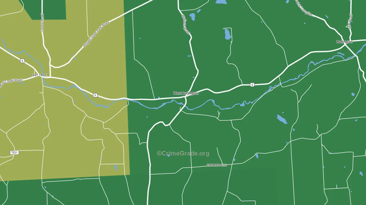 West Burlington, PA Map of Vehicle Theft Rates