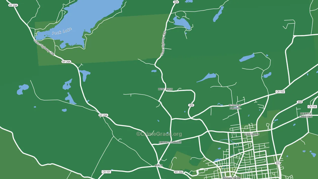 West Bush, NY Map of Vehicle Theft Rates