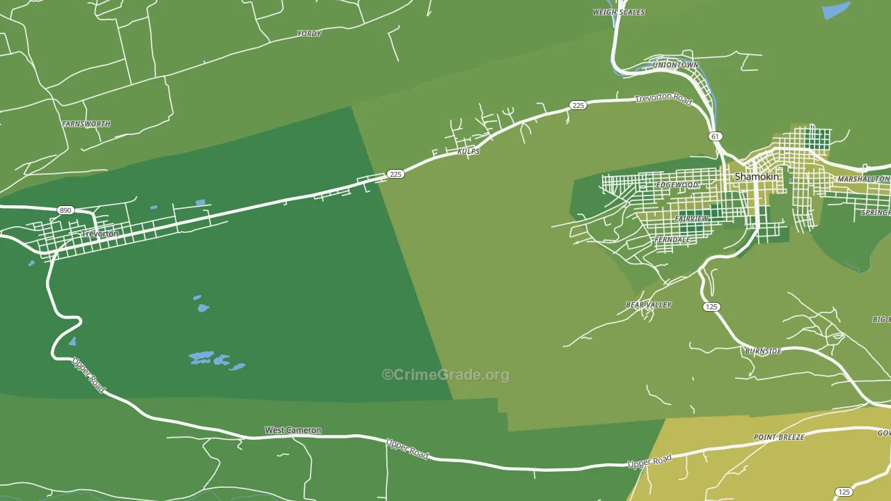 West Cameron, PA Map of Vehicle Theft Rates