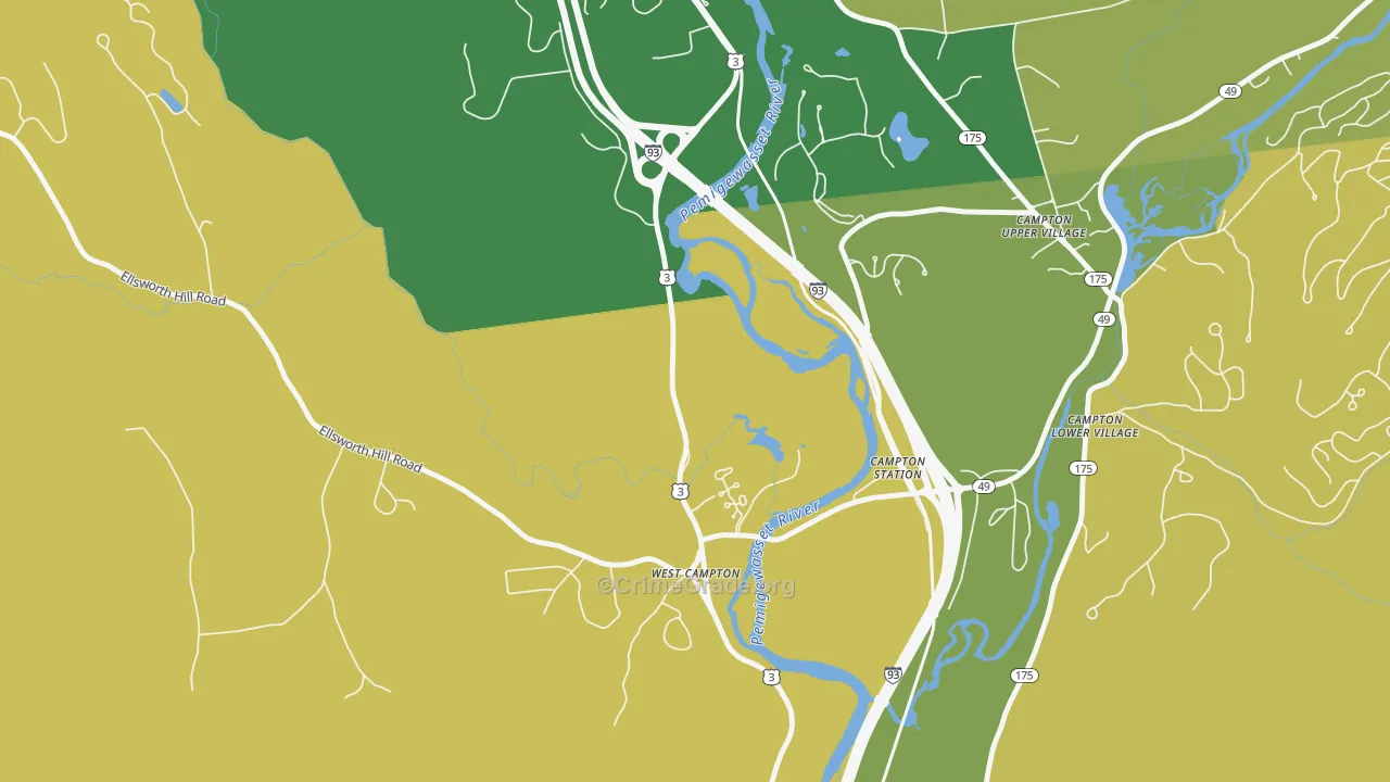 West Campton, NH Map of Vehicle Theft Rates