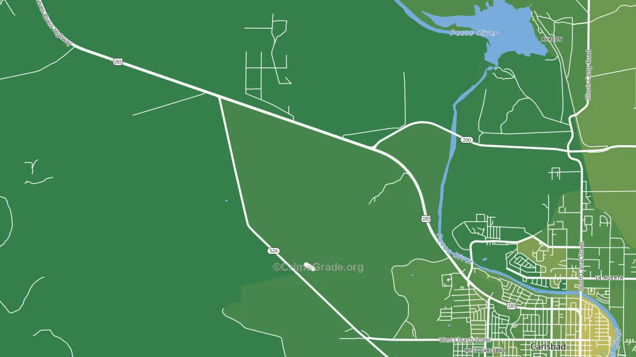 West Carlsbad, NM Map of Vehicle Theft Rates