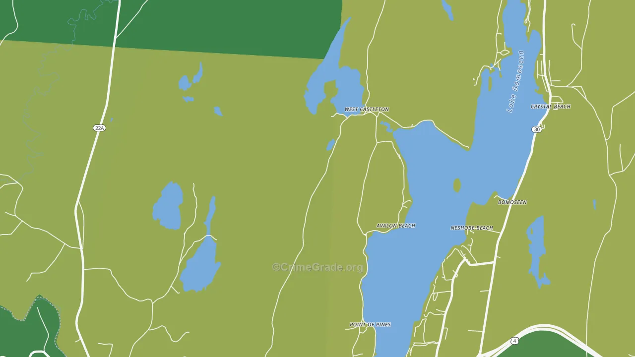 West Castleton, VT Map of Vehicle Theft Rates