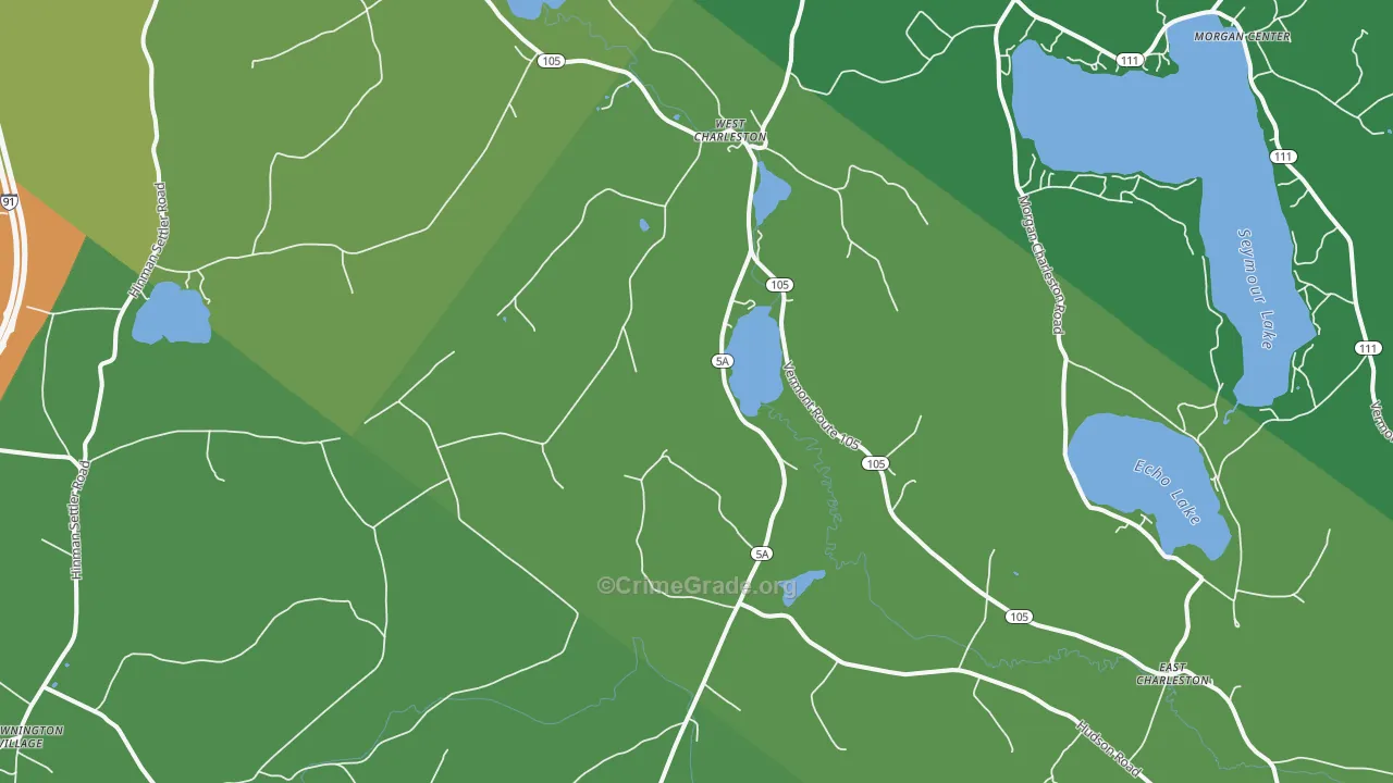 West Charleston, VT Map of Vehicle Theft Rates