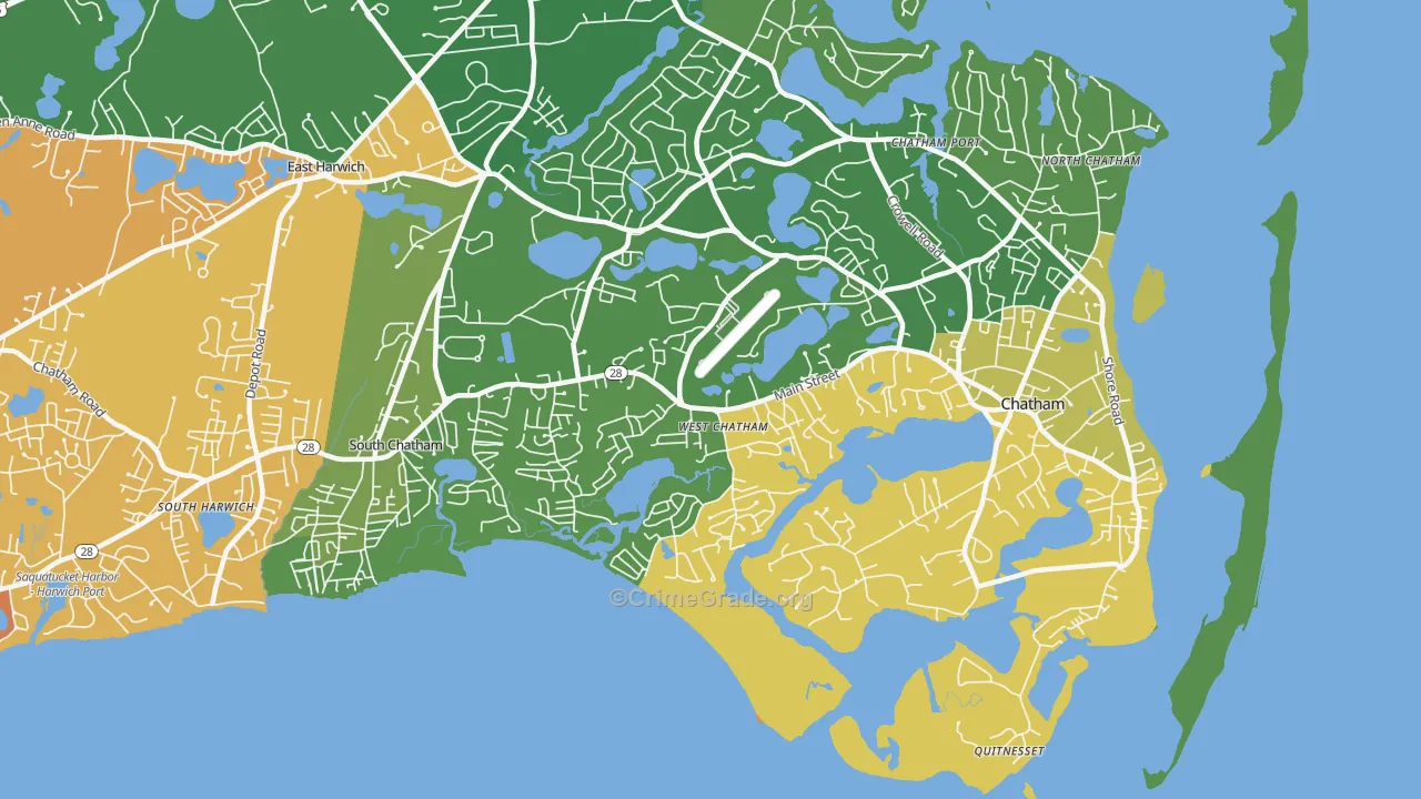 West Chatham, MA Map of Vehicle Theft Rates