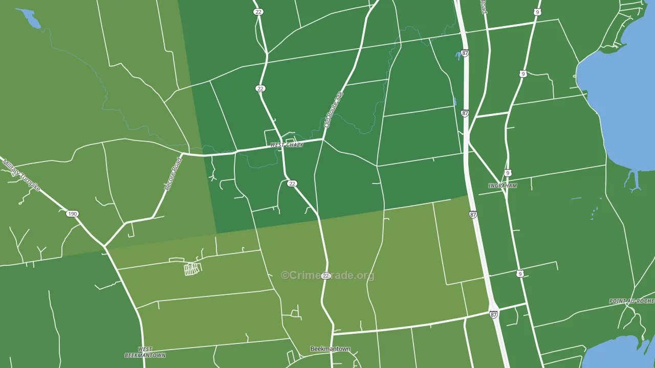 West Chazy, NY Map of Vehicle Theft Rates