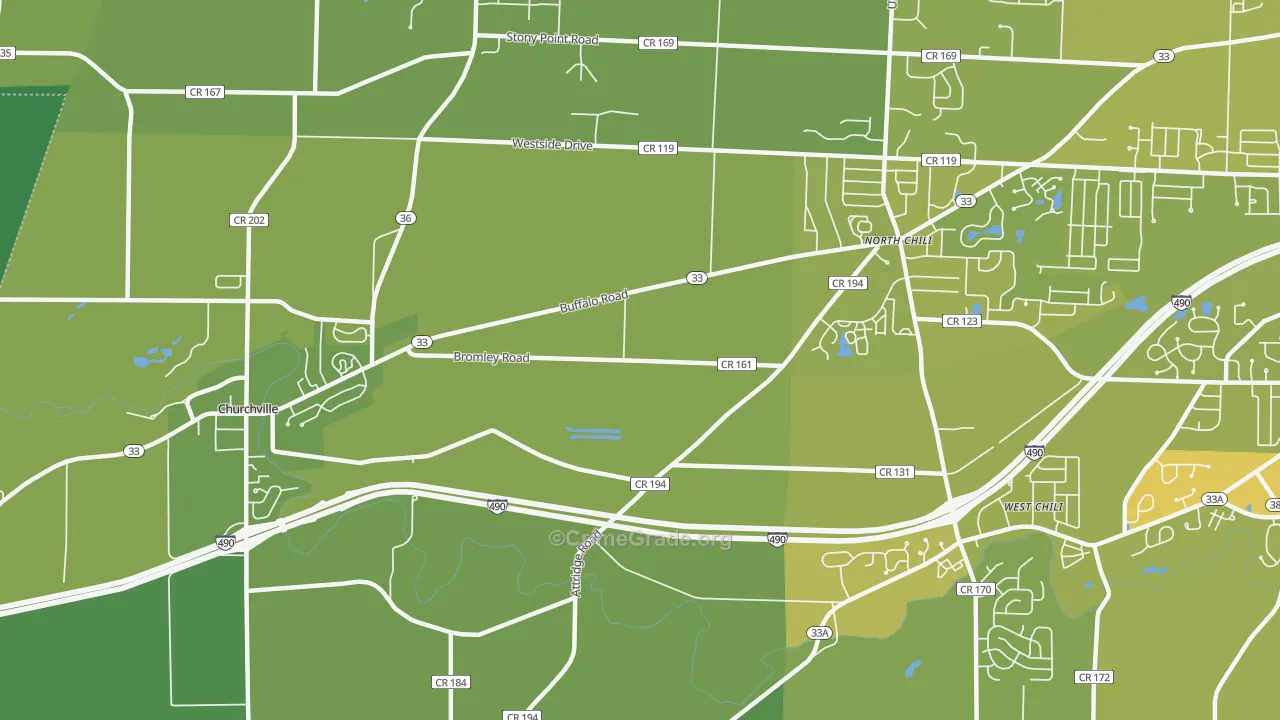 West Chili, NY Map of Vehicle Theft Rates