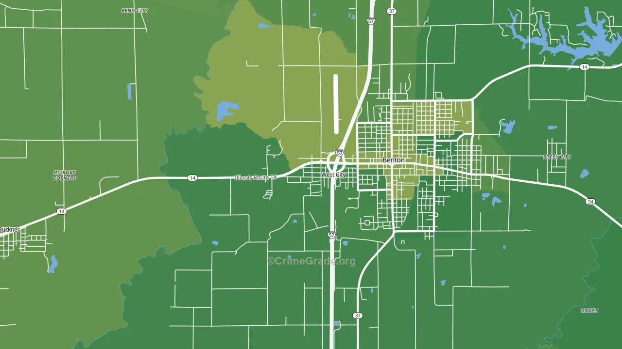 West City, IL Map of Vehicle Theft Rates