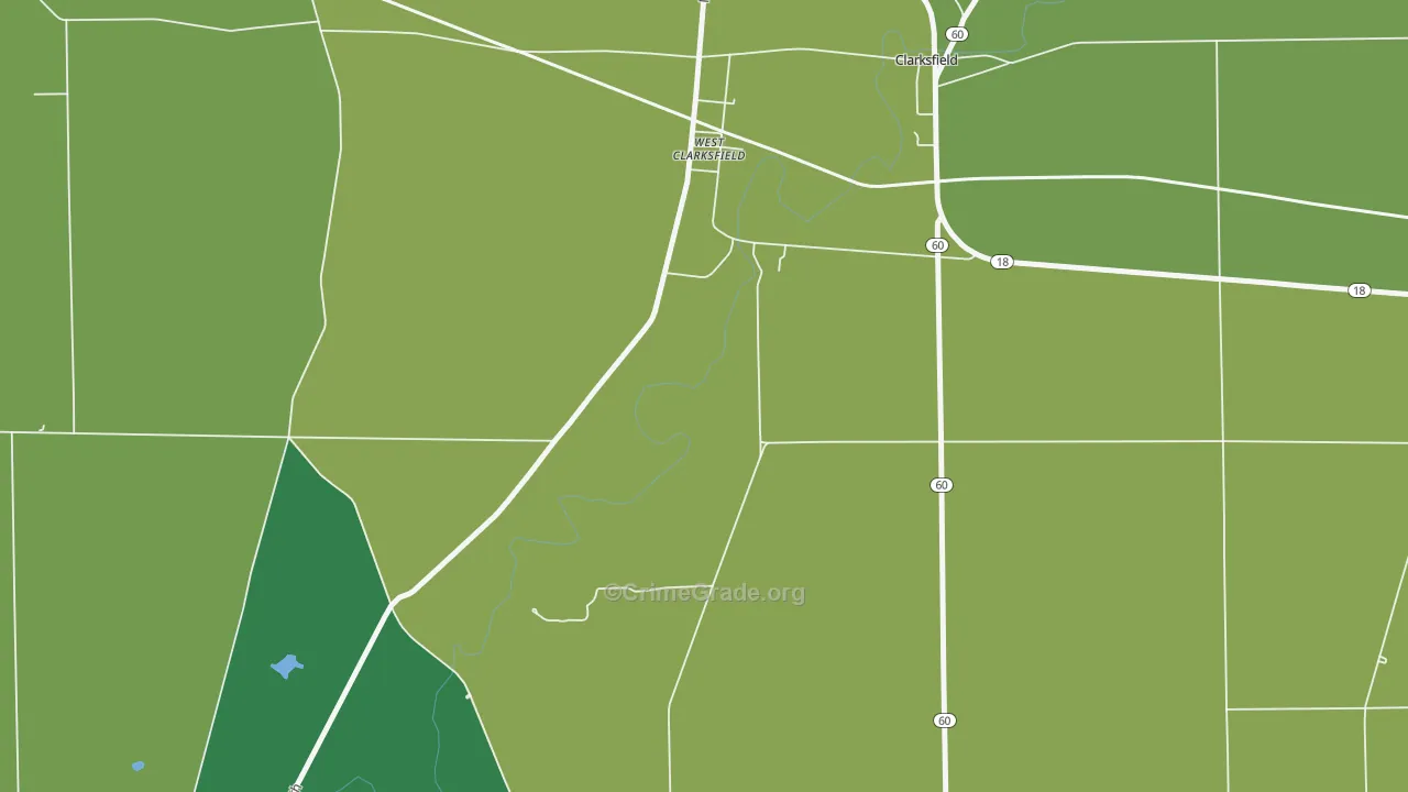 West Clarksfield, OH Map of Vehicle Theft Rates