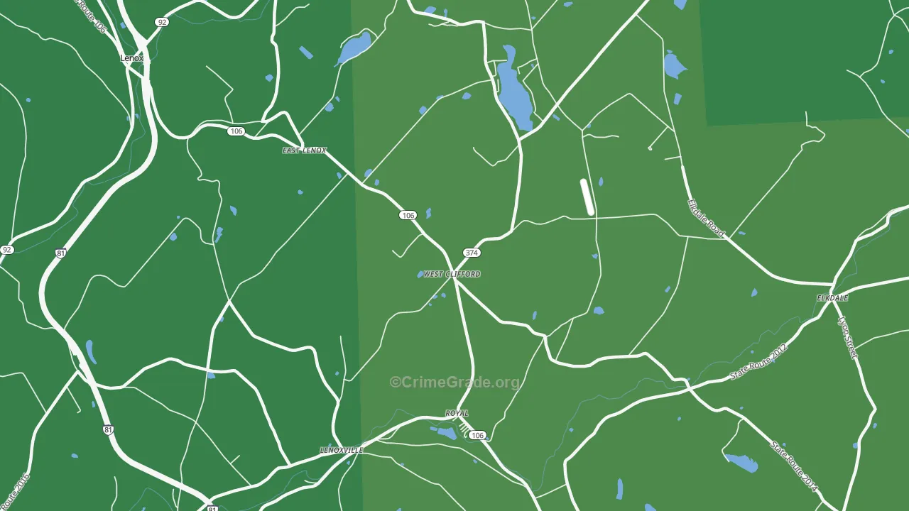 West Clifford, PA Map of Vehicle Theft Rates