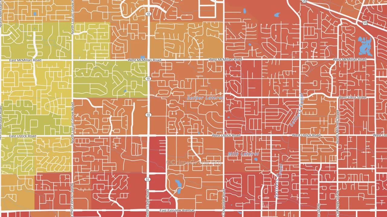 West Cloverdale, Boise, ID Map of Vehicle Theft Rates