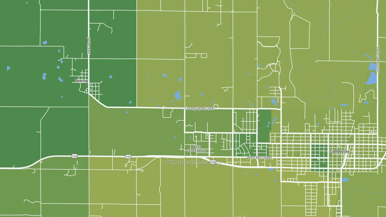 West Coffeyville, KS Map of Vehicle Theft Rates