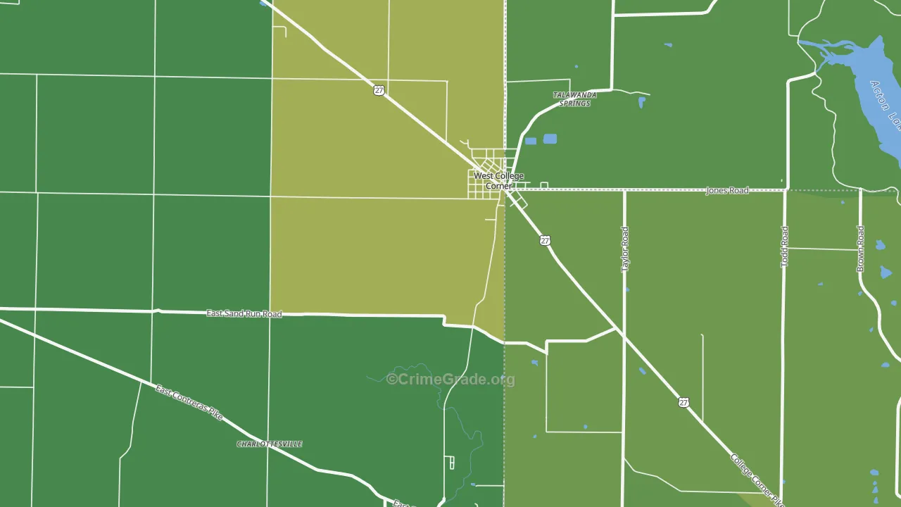 West College Corner, IN Map of Vehicle Theft Rates