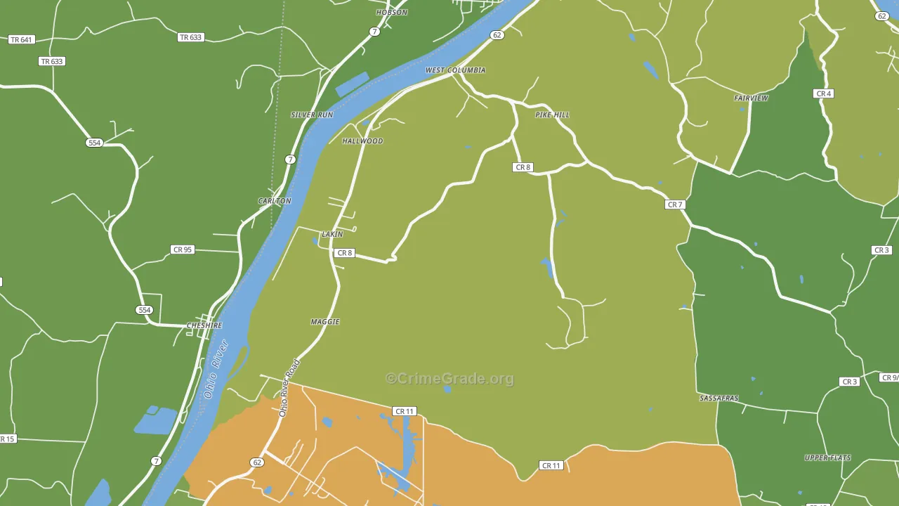 West Columbia, WV Map of Vehicle Theft Rates