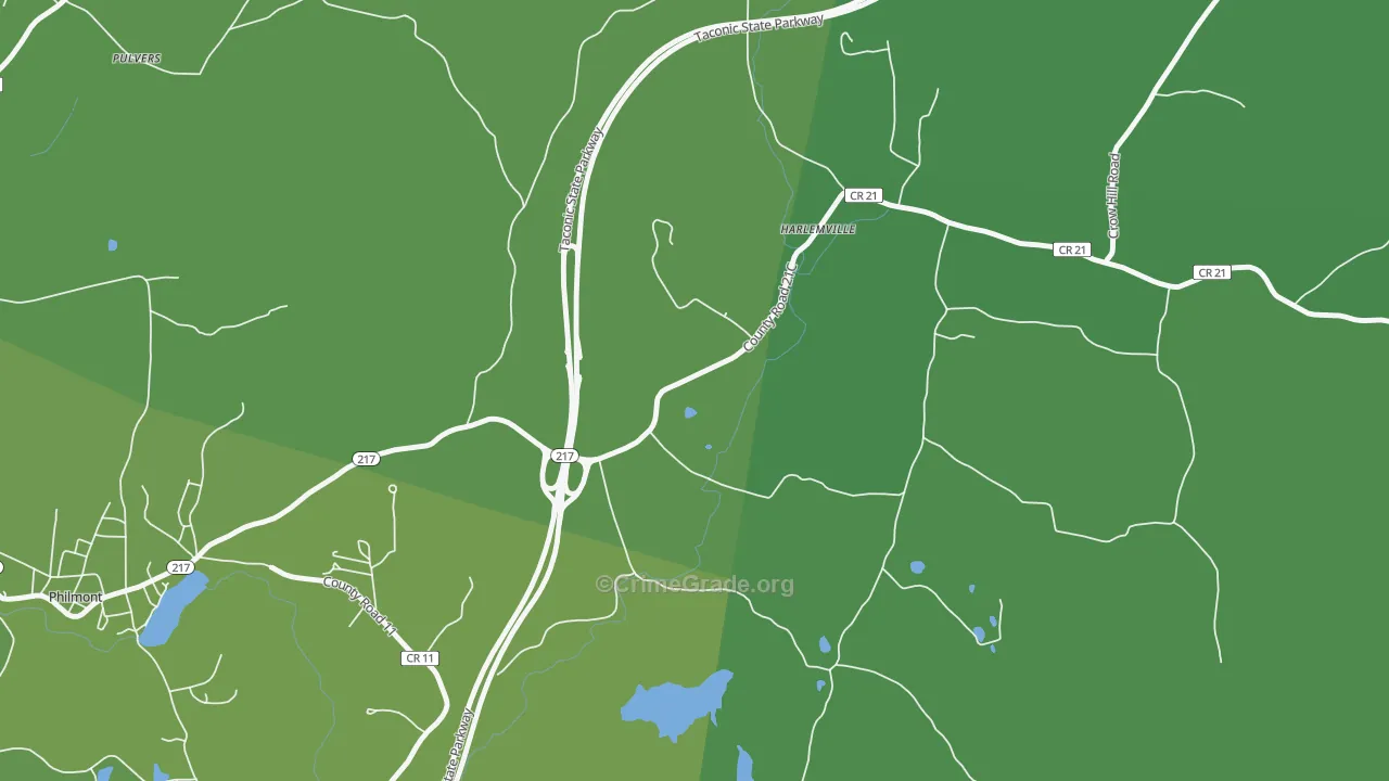 West Copake, NY Map of Vehicle Theft Rates