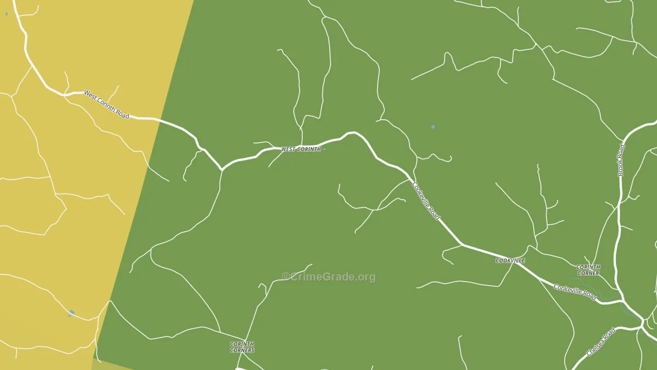 West Corinth, VT Map of Vehicle Theft Rates