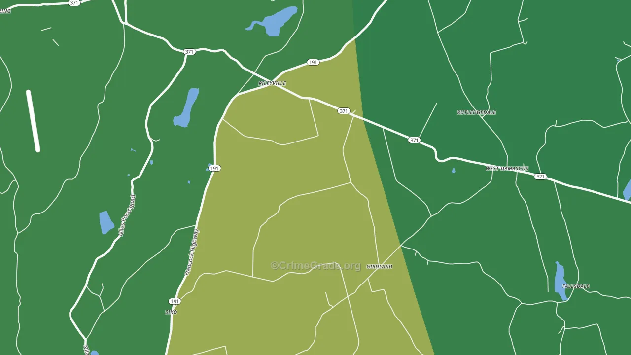 West Damascus, PA Map of Vehicle Theft Rates