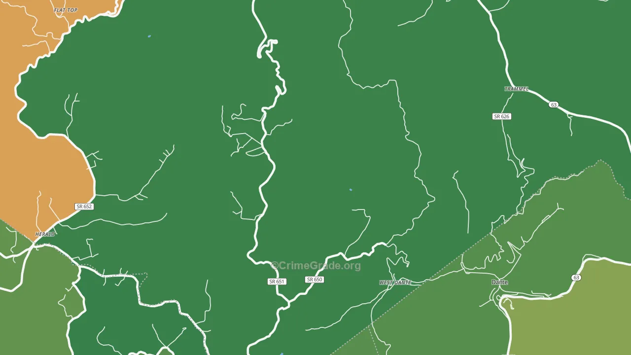 West Dante, VA Map of Vehicle Theft Rates