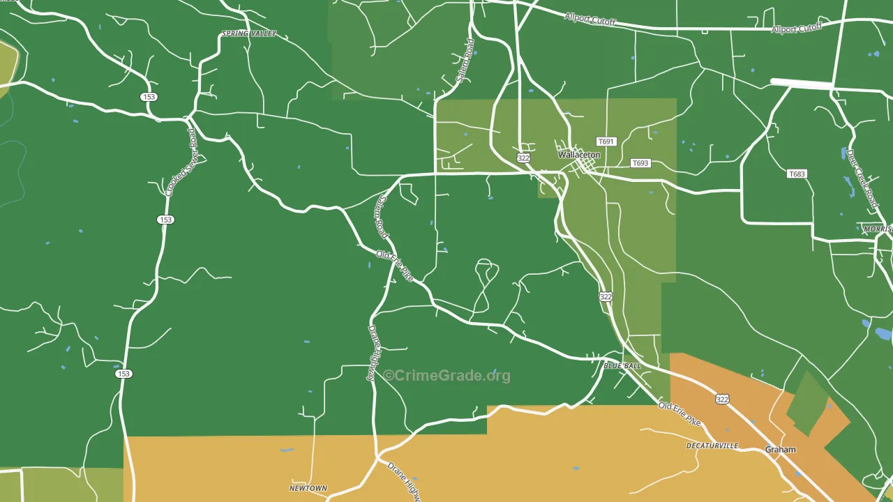 West Decatur, PA Map of Vehicle Theft Rates