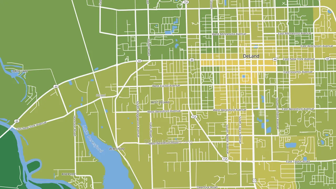 West DeLand, FL Map of Vehicle Theft Rates