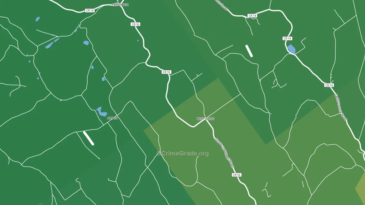 West Delhi, NY Map of Vehicle Theft Rates