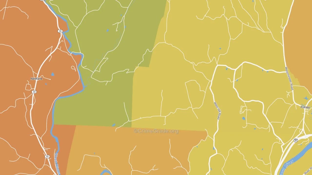 West Dummerston, VT Map of Vehicle Theft Rates