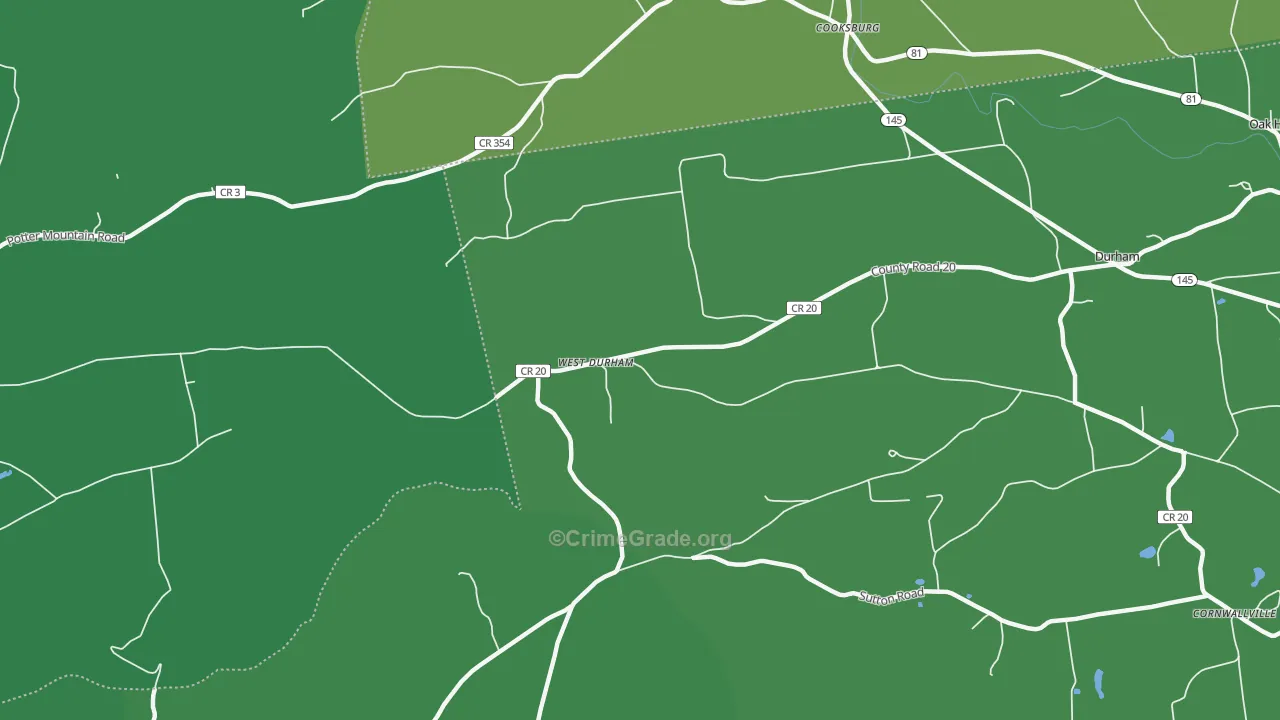 West Durham, NY Map of Vehicle Theft Rates