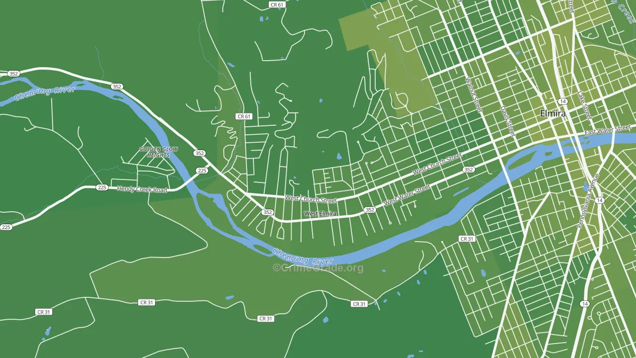 West Elmira, NY Map of Vehicle Theft Rates