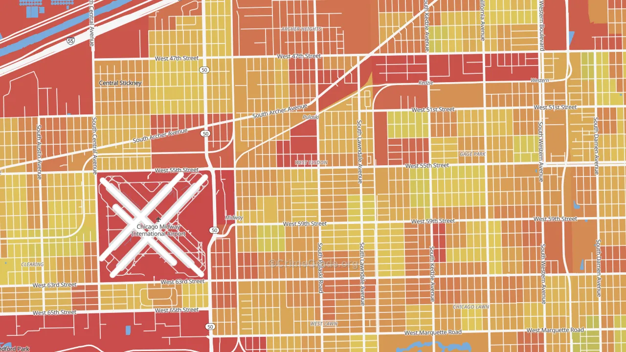 West Elsdon, Chicago, IL Map of Vehicle Theft Rates