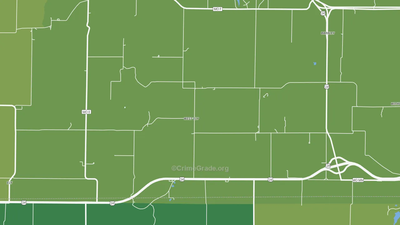 West Ely, MO Map of Vehicle Theft Rates