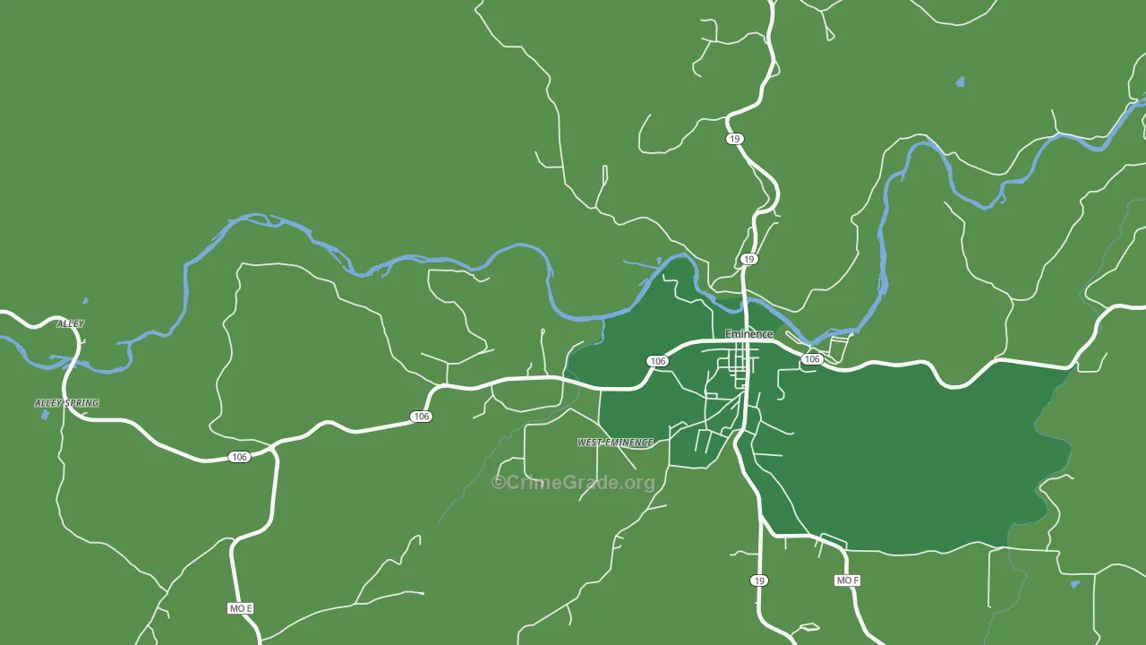 West Eminence, MO Map of Vehicle Theft Rates