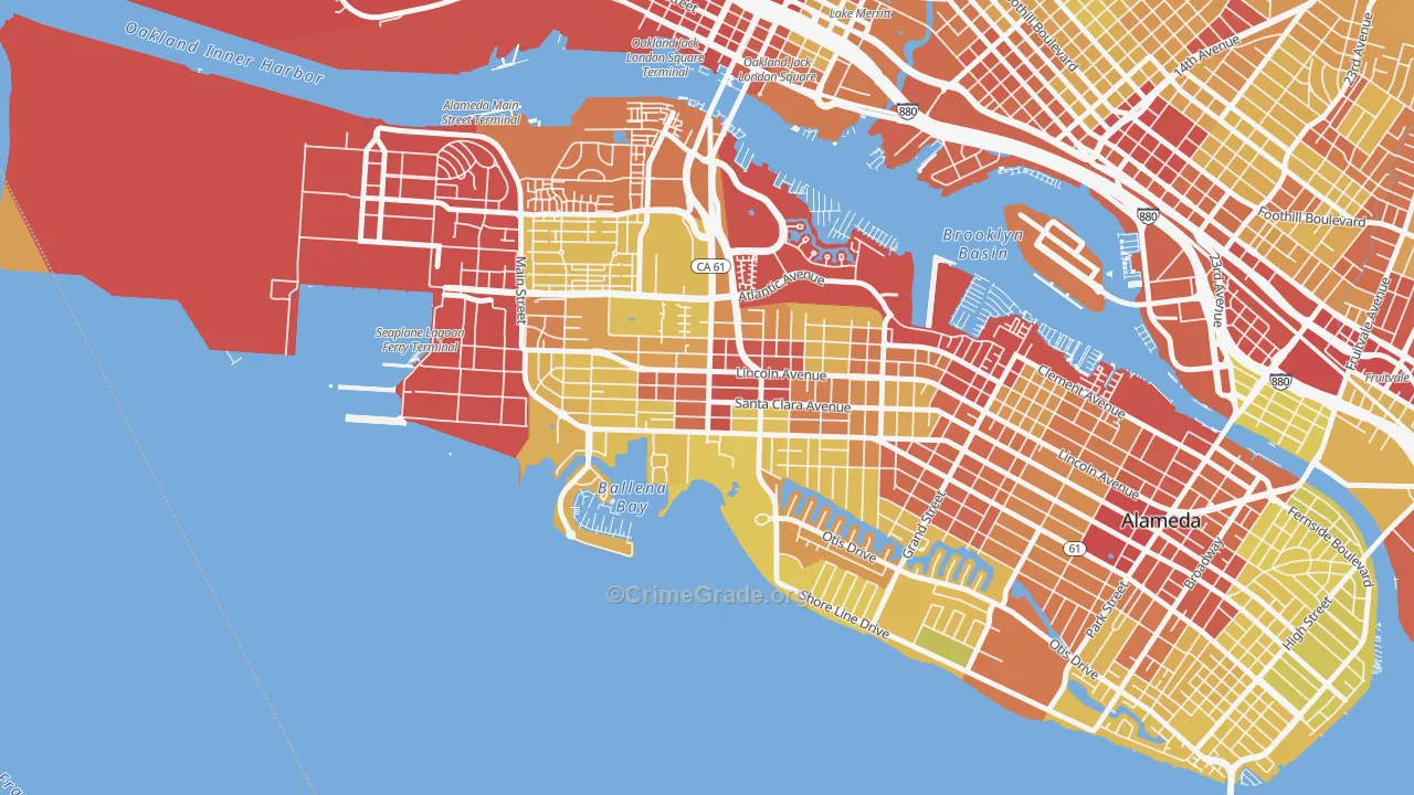 West End, Alameda, CA Map of Vehicle Theft Rates
