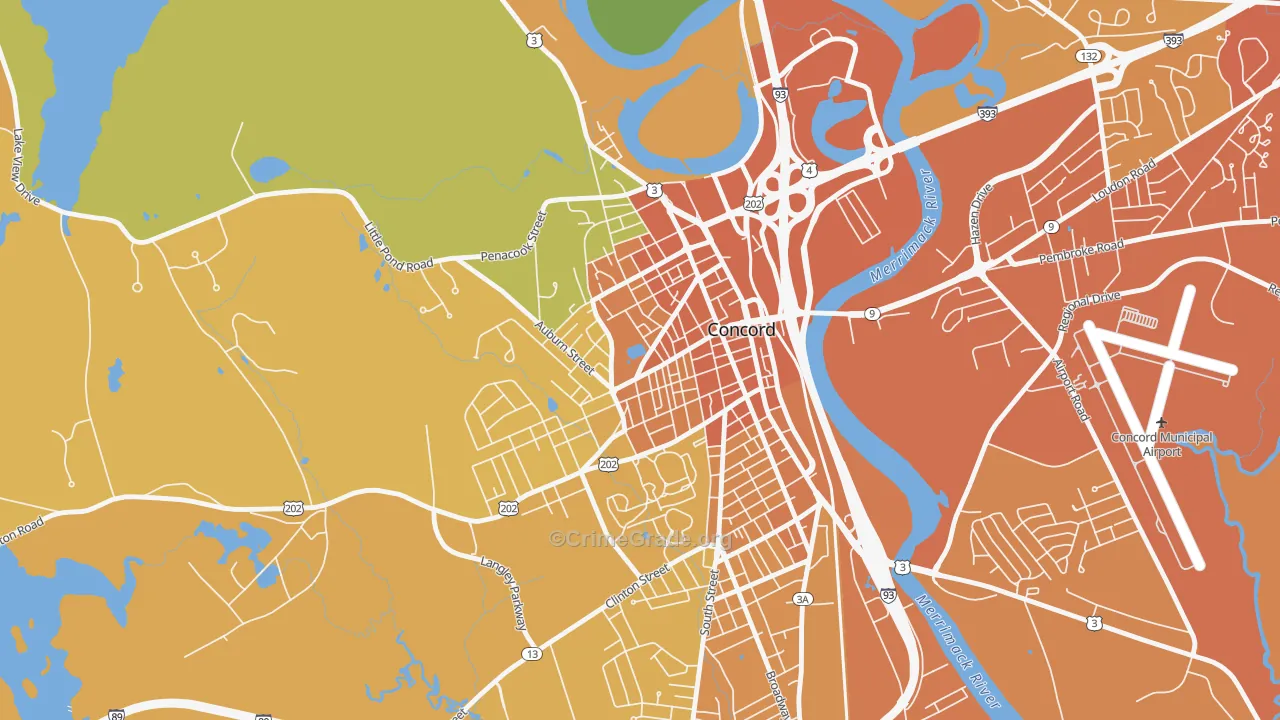West End, Concord, NH Map of Vehicle Theft Rates
