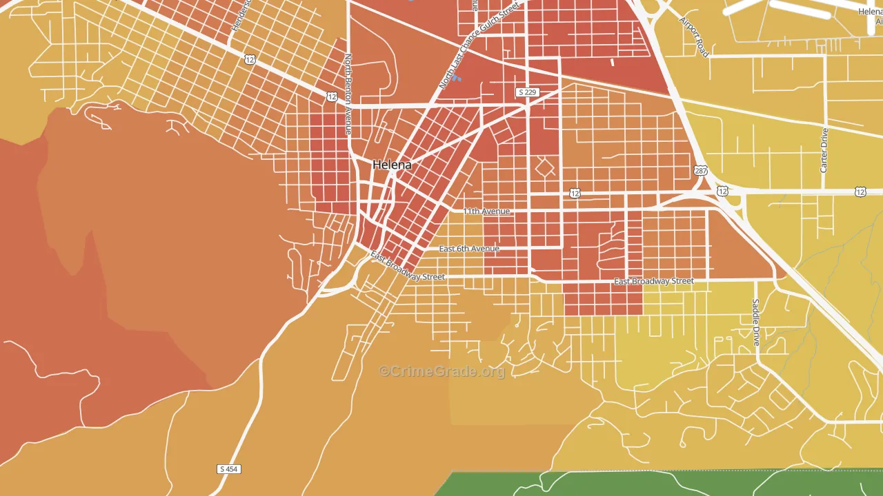 West End Helena, Helena, MT Map of Vehicle Theft Rates