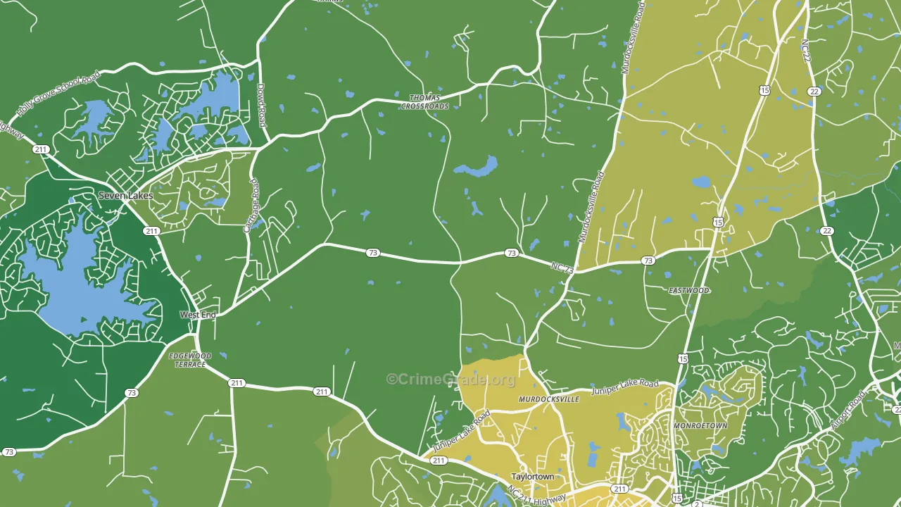 West End, NC Map of Vehicle Theft Rates