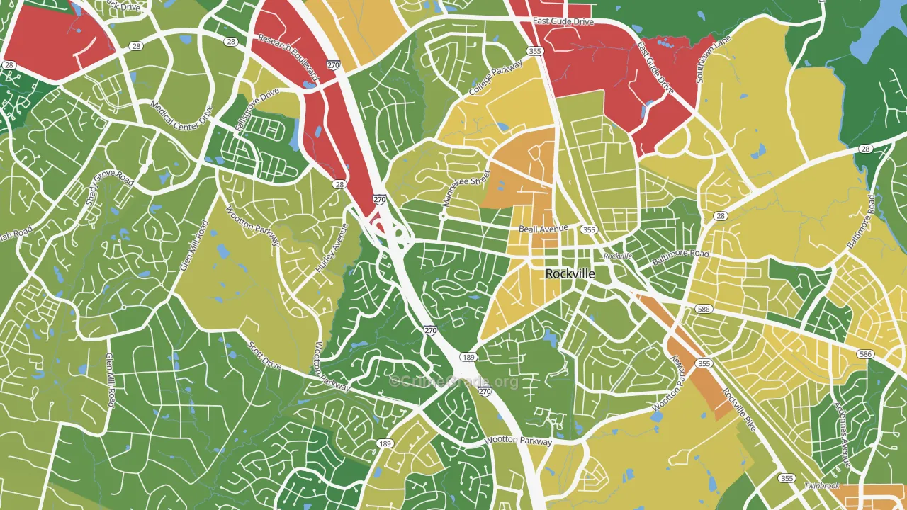 West End Park, Rockville, MD Map of Vehicle Theft Rates