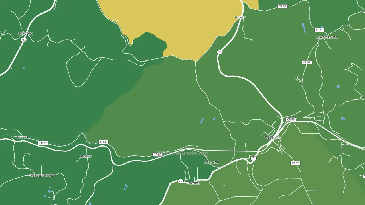West End, WV Map of Vehicle Theft Rates