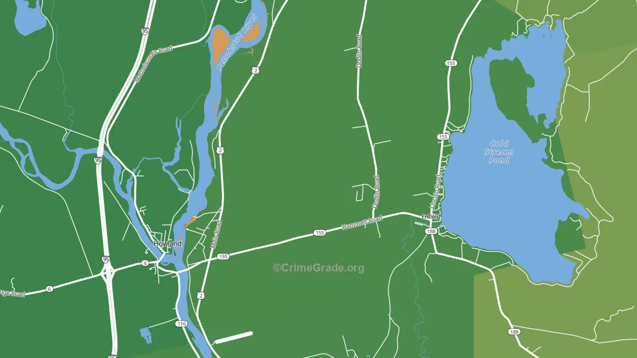 West Enfield, ME Map of Vehicle Theft Rates