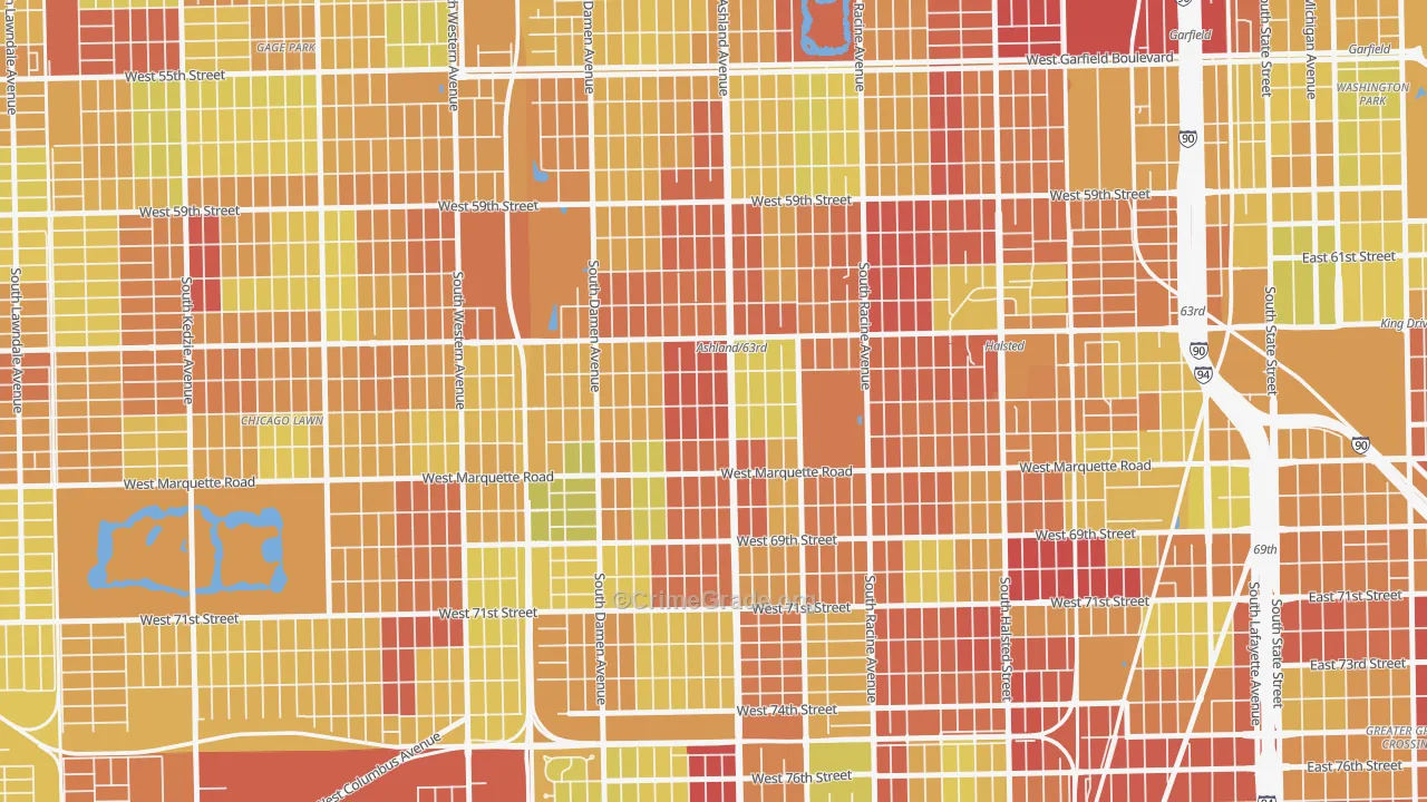 West Englewood, Chicago, IL Map of Vehicle Theft Rates