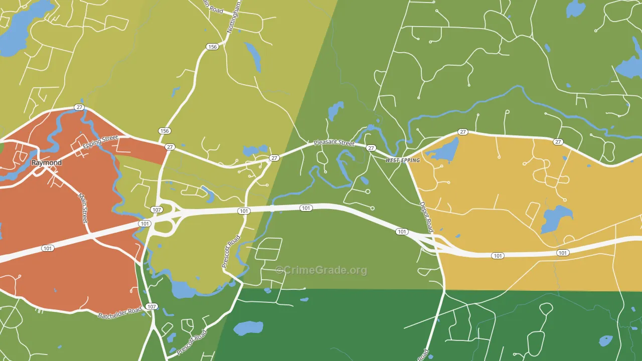 West Epping, NH Map of Vehicle Theft Rates