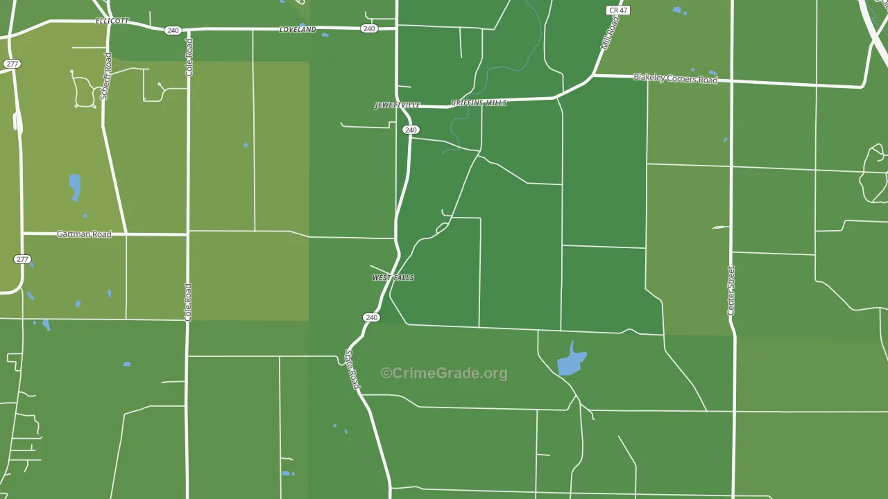 West Falls, NY Map of Vehicle Theft Rates