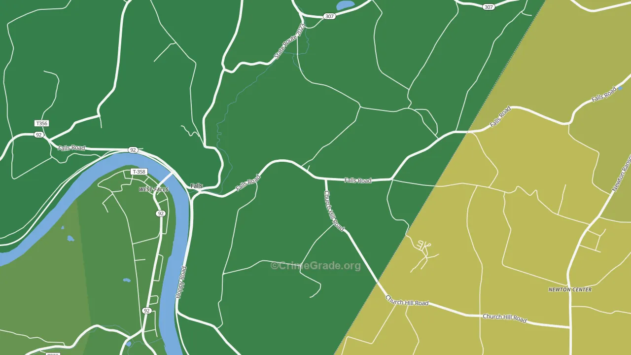 West Falls, PA Map of Vehicle Theft Rates