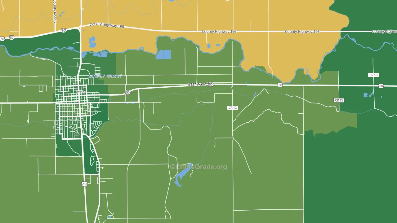 West Farm, CO Map of Vehicle Theft Rates
