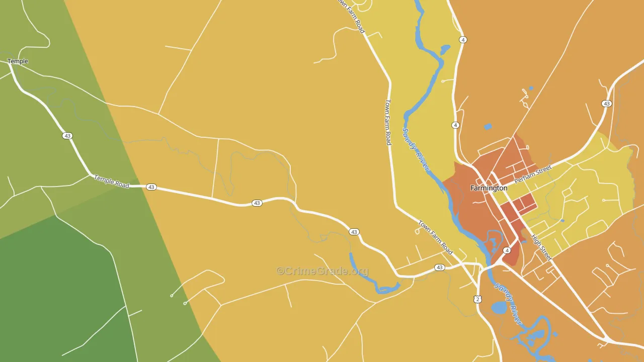 West Farmington, ME Map of Vehicle Theft Rates