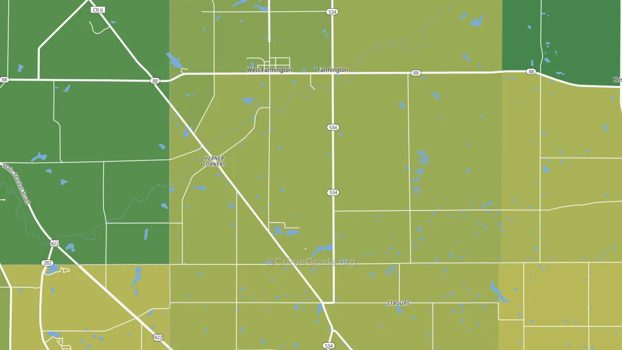 West Farmington, OH Map of Vehicle Theft Rates